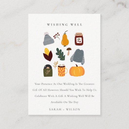 Warm Cozy Autumn Essential Wedding Wishing Well Informatiekaartje (Voorkant)