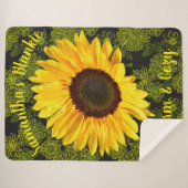 Warm & Cozy Bright Yellow Sunflower Persoonlijk Sherpa Deken (Voorkant (horizontaal))