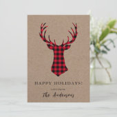 Warm Cozy Deer Kraft met kerstmis Feestdagenkaart (Staand voorkant)