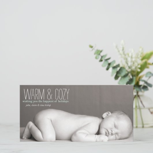 Warm & Cozy - Familie Fotokaart Feestdagenkaart (Staand voorkant)