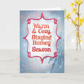 Warm & Cozy Flakey Family – Retro Snowflake Kaart (Gele Bloem)