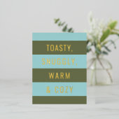 Warm & Cozy Goud Folie Kerst Ansichtkaart Folie Feestdagen Briefkaart (Staand Voorkant)