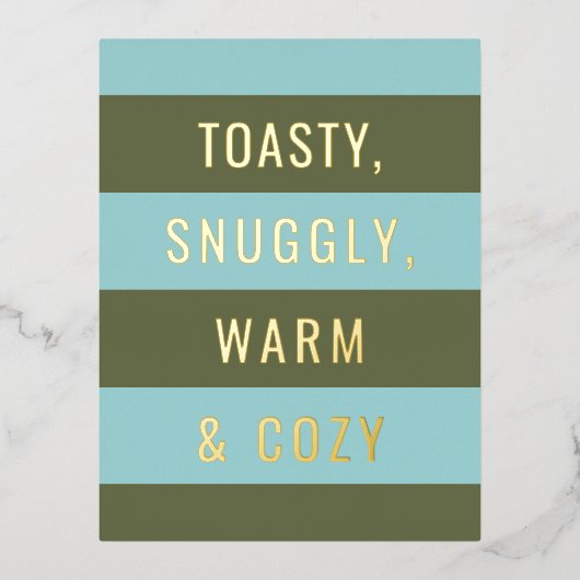 Warm & Cozy Goud Folie Kerst Ansichtkaart Folie Feestdagen Briefkaart (Voorkant)