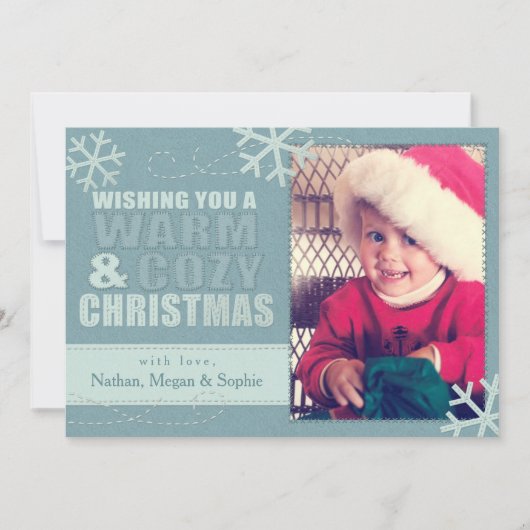 Warm & Cozy kerstfeaux feelt/Ingeborduurd op maat Feestdagenkaart (Voorkant)