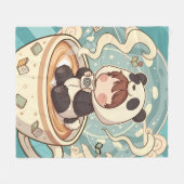 Warm & Cozy Panda Brew Fleece Blanket Deken (Voorkant (Horizontaal))