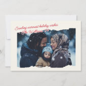 Warm Cozy Plaid Modern Photo Script  Feestdagenkaart (Voorkant)