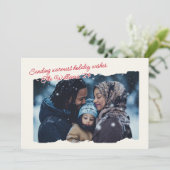 Warm Cozy Plaid Modern Photo Script  Feestdagenkaart (Staand voorkant)
