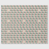 Warm & Cozy Retro Christmas Tree Pattern Wrapping  Cadeaupapier (Vlak)