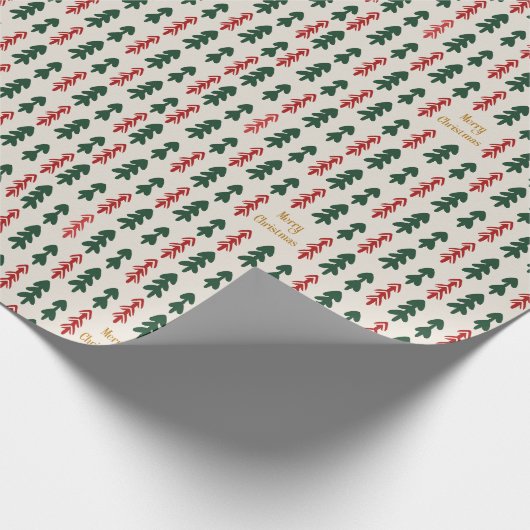 Warm & Cozy Retro Christmas Tree Pattern Wrapping  Cadeaupapier (Hoek)