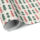Warm & Cozy Retro Christmas Tree Pattern Wrapping  Cadeaupapier (Rol Hoek)