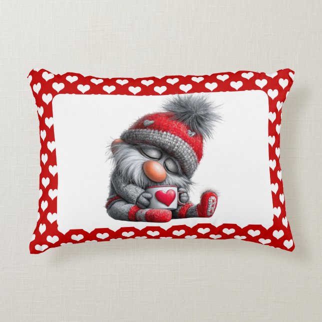 "Warm & Cozy" Slaperige Gnome | Winter Cacao  Accent Kussen (Voorkant)