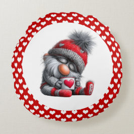 "Warm & Cozy" Slaperige Gnome | Winter Cacao Rond Kussen