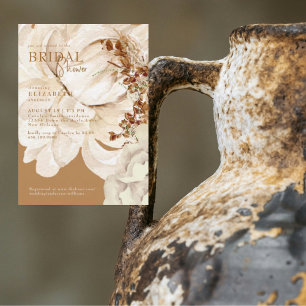 Warm Cream Floral Caramel Vrijgezellenfeest Kaart