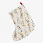 Warm Cream Gold Abstract Streaks Grote Kerstsok (Achterkant (Hangend))