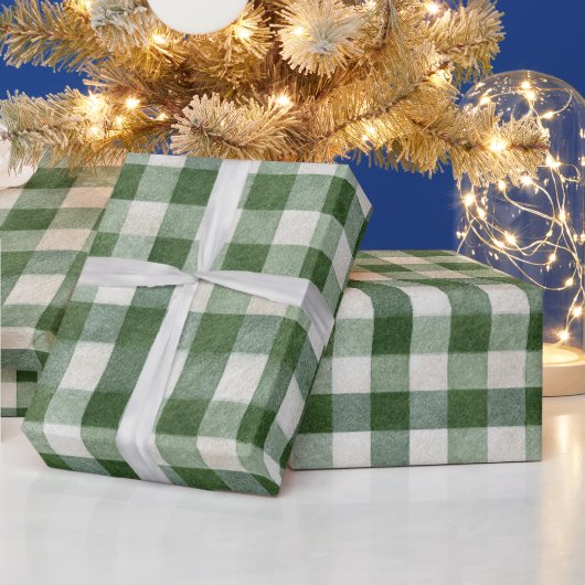 Warm Cream Green Plaid Stripes Christmas   Cadeaupapier (Feestdagen)