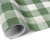 Warm Cream Green Plaid Stripes Christmas   Cadeaupapier (Rol Hoek)