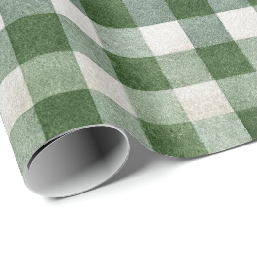 Warm Cream Green Plaid Stripes Christmas Cadeaupapier (Rol Hoek)