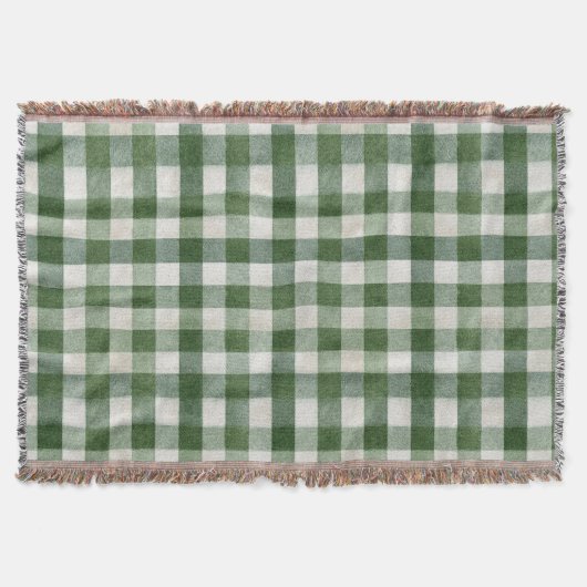Warm Cream Green Plaid Stripes Christmas Deken (Voorkant)