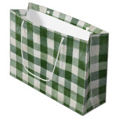 Warm Cream Green Plaid Stripes Christmas Groot Cadeauzakje (Voorkant Gekanteld)