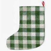 Warm Cream Green Plaid Stripes Christmas Grote Kerstsok (Achterkant)