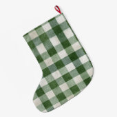 Warm Cream Green Plaid Stripes Christmas Grote Kerstsok (Achterkant (Hangend))