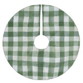 Warm Cream Green Plaid Stripes Christmas   Kerstboom Rok (Voorkant)