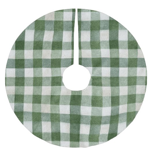 Warm Cream Green Plaid Stripes Christmas   Kerstboom Rok (Voorkant)