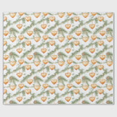 Warm Creamy Caramel Hearts Christmas Tree Branches Cadeaupapier (Vlak)