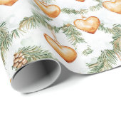 Warm Creamy Caramel Hearts Christmas Tree Branches Cadeaupapier (Rol Hoek)