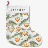 Warm Creamy Caramel Hearts Christmas Tree Branches Grote Kerstsok (Voorkant)