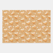 Warm Creamy Caramel Hearts Christmas Tree Branches Inpakpapier Vel (Voorkant 3)