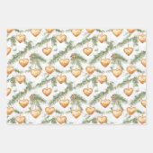 Warm Creamy Caramel Hearts Christmas Tree Branches Inpakpapier Vel (Voorkant)