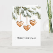 Warm Creamy Caramel Hearts Christmas Tree Branches Kaart (Voorkant)