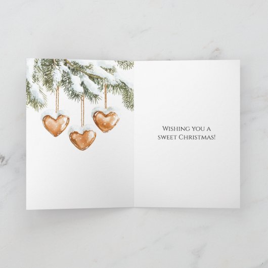 Warm Creamy Caramel Hearts Christmas Tree Branches Kaart (Binnen)