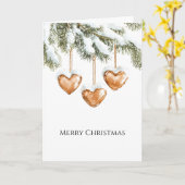 Warm Creamy Caramel Hearts Christmas Tree Branches Kaart (Gele Bloem)