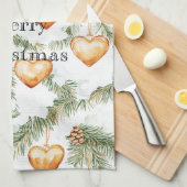 Warm Creamy Caramel Hearts Christmas Tree Branches Theedoek (Quarter Fold)