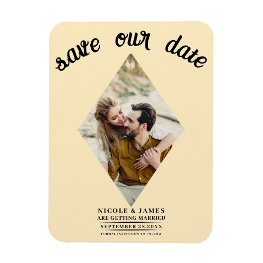 Warm Crème Foto Bruiloft Save the Date Magneet (Verticaal)