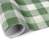 Warm Crème Groen Geruit Strepen Kerstmis Cadeaupapier (Rol Hoek)