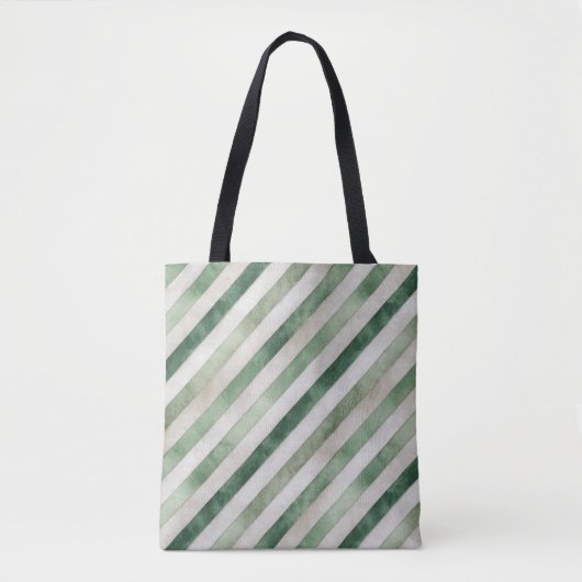 Warm Crème Groen Strepen Kerst Tote Bag (Voorkant)