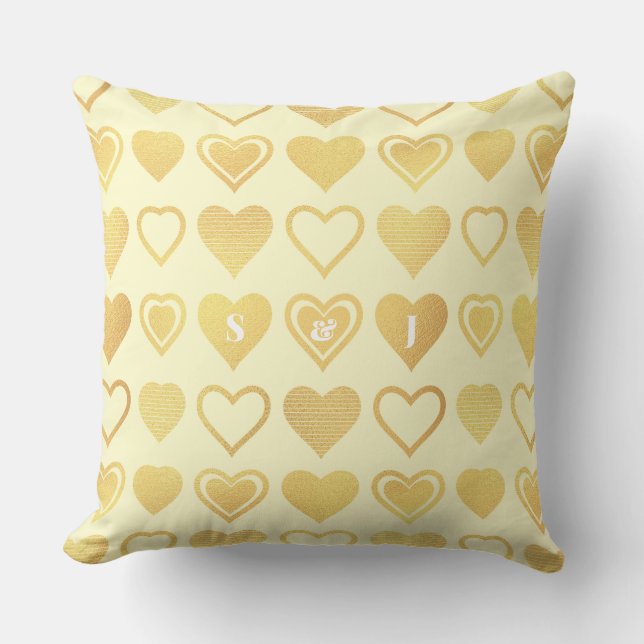 Warm Crème Minimaal Hartjes Valentijns Cadeau Kussen (Voorkant)