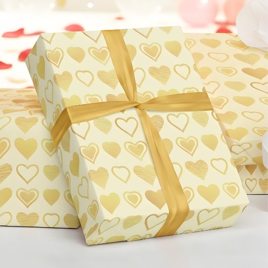 Warm Crème Minimale Hartjes Valentijns Cadeau Cadeaupapier
