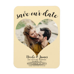 Warm Custard Hart Foto Bruiloft Save the Date Magneet