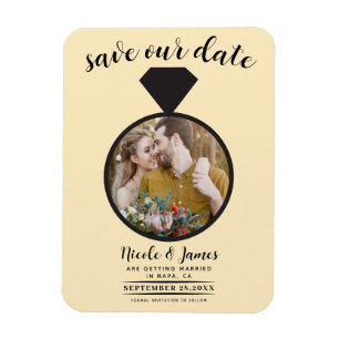 Warm Custard Trouwring Foto Save the Date Magneet