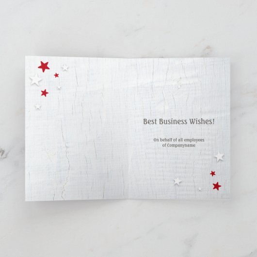 Warm Dark Wood Business Christmas Kaart (Binnen)