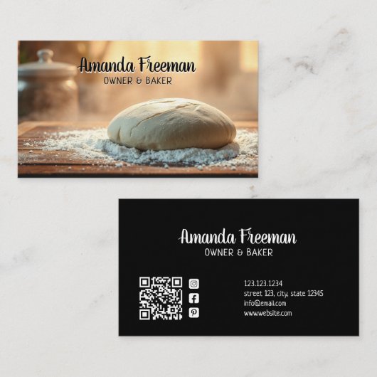 Warm Deeg op Houten Tafel Bakken Visitekaartje (Voorkant / Achterkant)