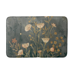 Warm Donkergrijs Perzik Salie Vintage Wilde Bloem Badmat