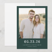 Warm Donkergroen Minimalistisch Foto Save The Date (Voorkant / Achterkant)