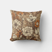 Warm Earth Tone Bohemian Floral Sierkussen