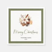 Warm Earth Tone Christmas Tree Personalized Napkin Servet (Voorkant)