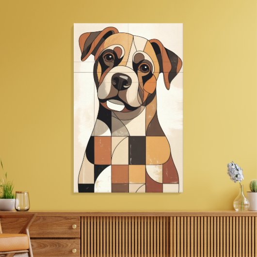 Warm Earth Tone Geometric Boxer Canvas Afdruk (Insitu (Woonkamer))